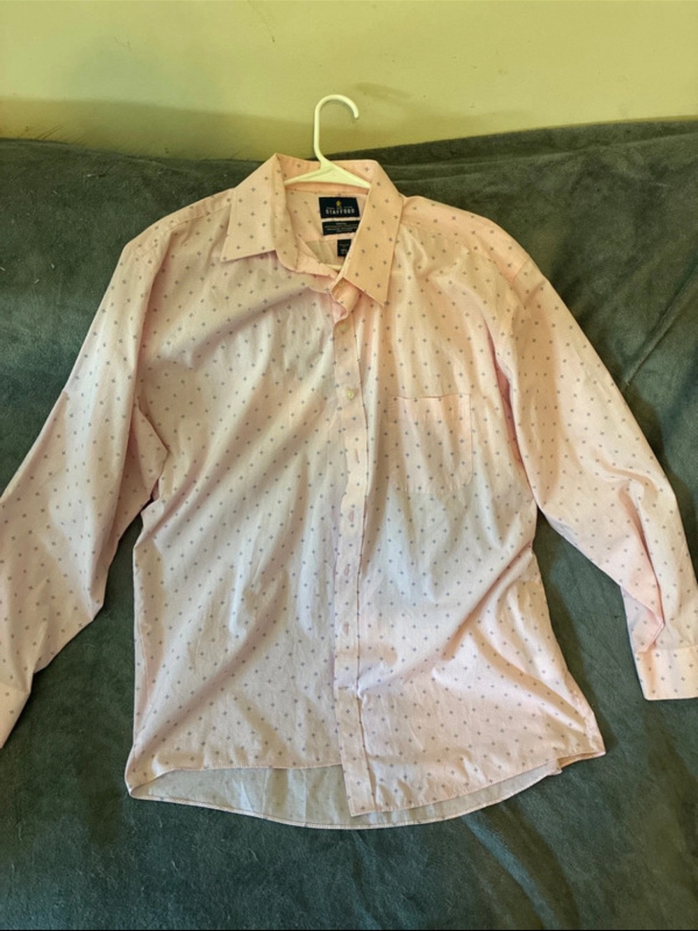 Stafford Men's Light Pink Patterned Dress Shirt